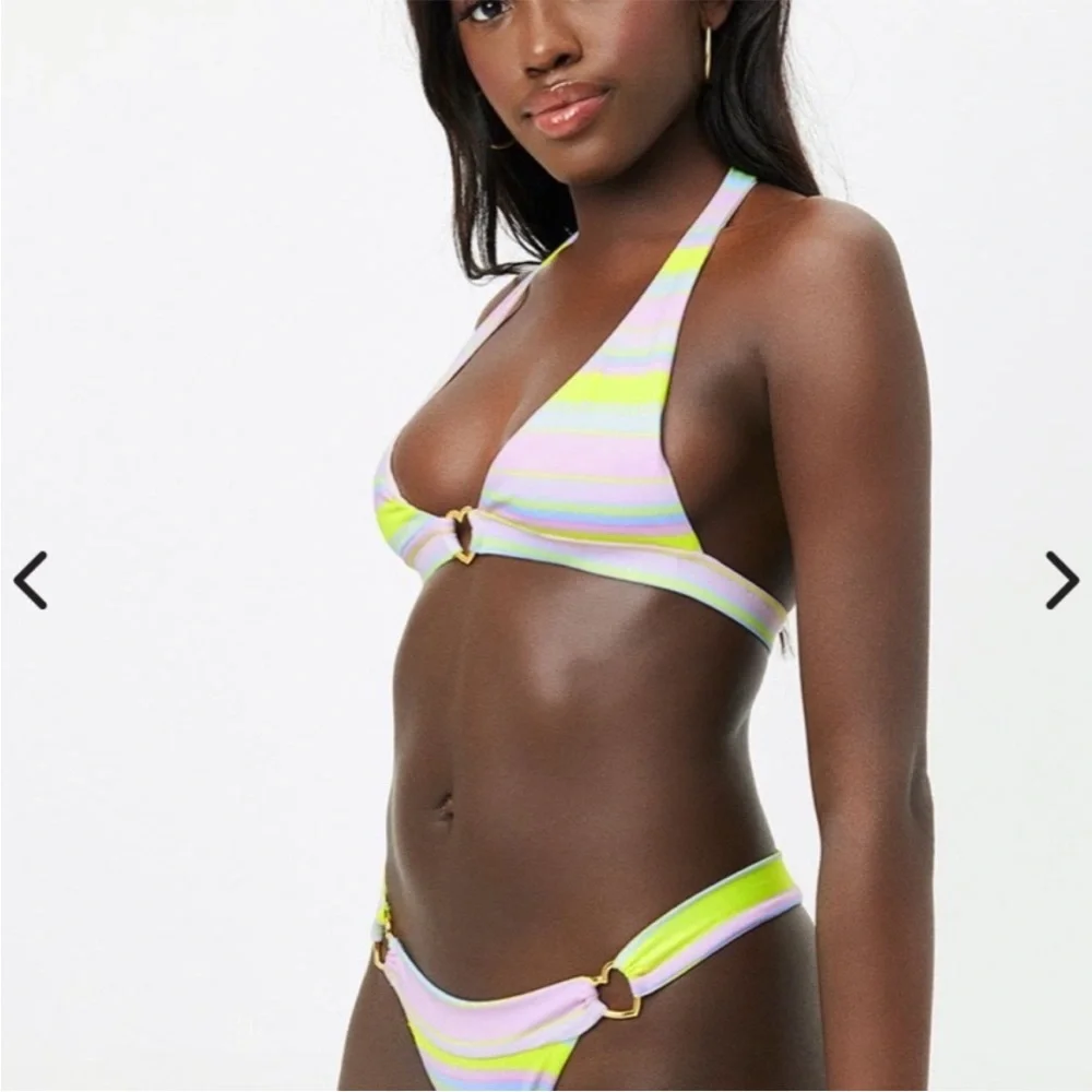 Frankie's Bikinis Striped Bikini Top -Summer Stripe Eden Style Medium Beach